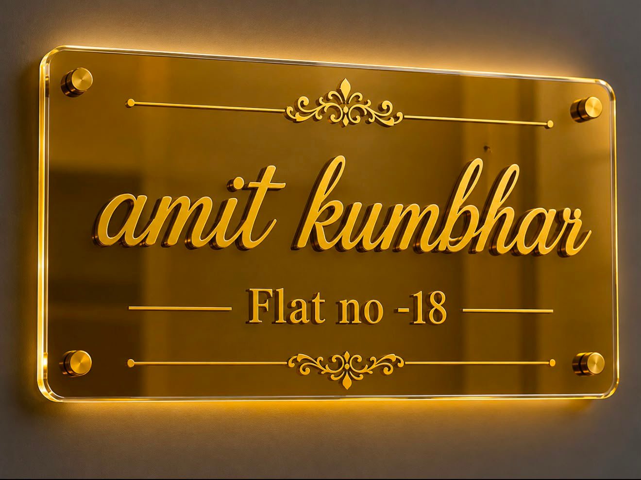 Gold Backlit Plate Nameplate